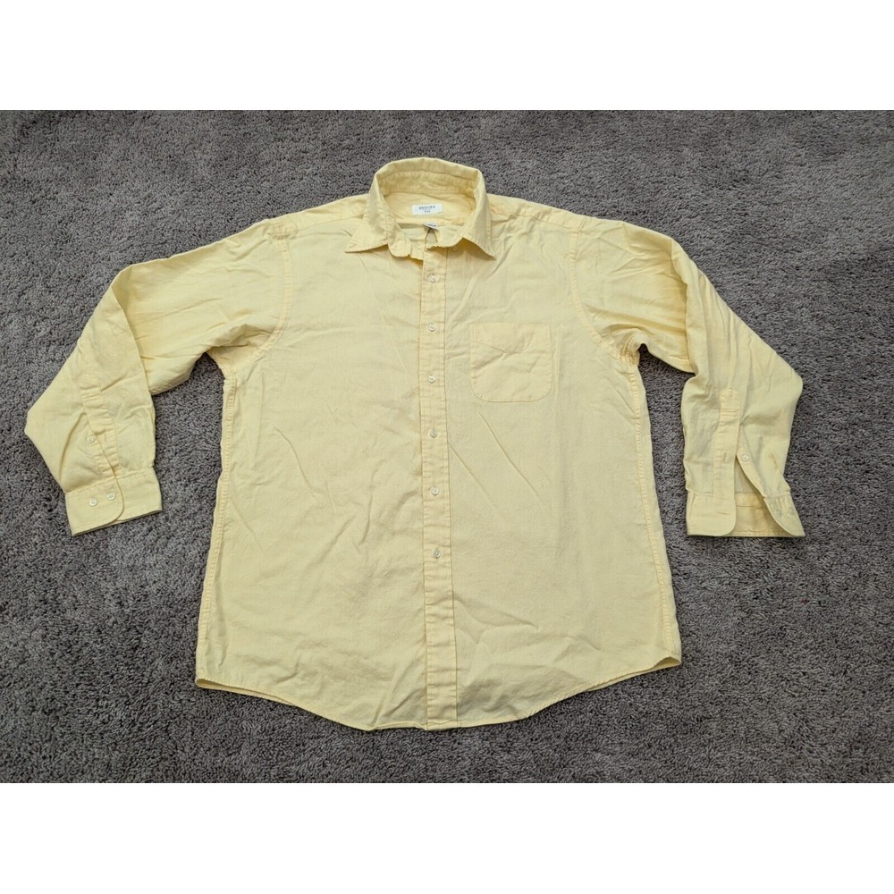 Vintage Brooks 346 Button‎ Up Shirt Mens 16.5-34/35 Cotton Yellow